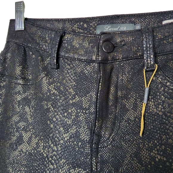 Level 99 Jeggings Python Print Black Mid Rise Janice Ultra Skinny Size 27 - Picture 4 of 5